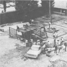 Prueba de modulo para casa escuela construido por estudiantes en Facultad de Arquitectura de la UNAM