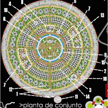 Planta de Conjunto Habitacional Peatonal